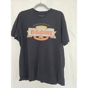 Billabong Premium‎ Quality Graphic T Shirt Mens Large 100% Organic Cotton Black